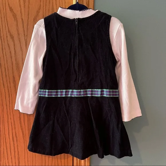 Vintage Bonnie Baby Frog Dress Set Size 24M Plaid Bow Preppy Mock Turtleneck - Picture 4 of 16